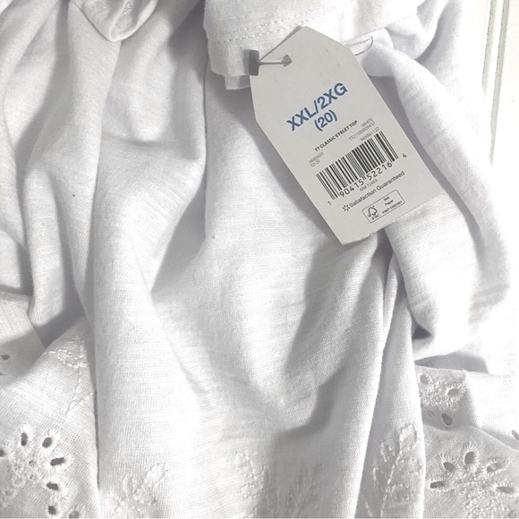 Time and Tru Women's Plus Eyelet T-Shirt White Size XXL (20) Lightweight NWT - Picture 8 of 9
